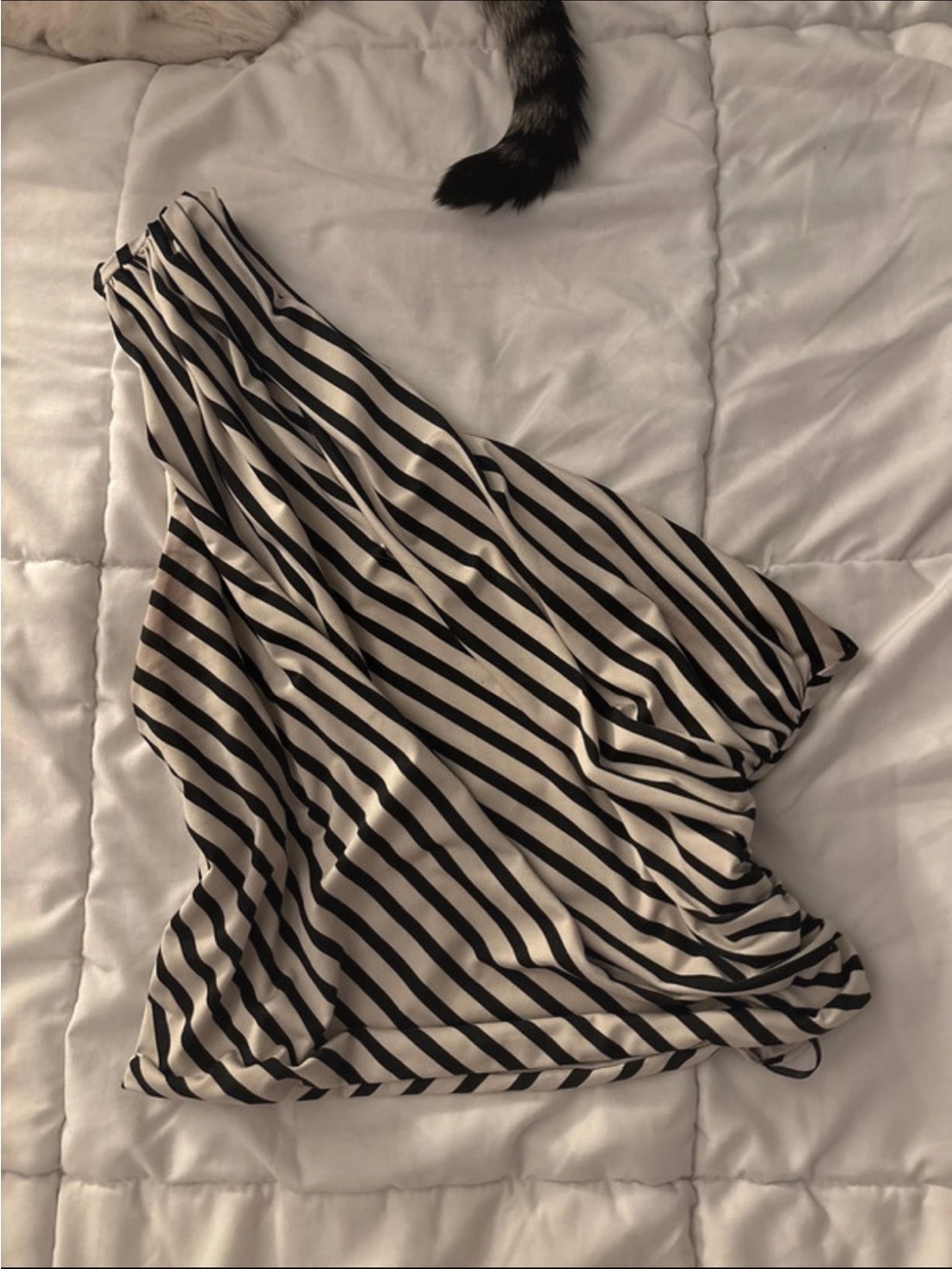 striped asymmetrical off-the-shoulder top
